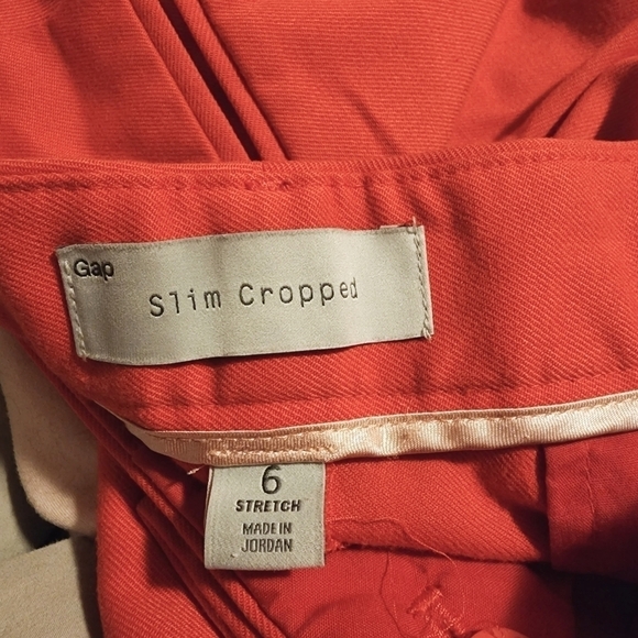 Gap Slim Cropped Coral Colored Pants Women's 6 Stretch Spring Summer Midi EUC - Picture 3 of 5